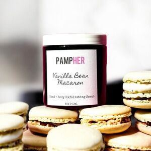 PAMPHER Vanilla Bean Macaron Hand+Body Exfoliating Scrub